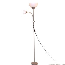 Silver double-headed mother-and-child floor lamp