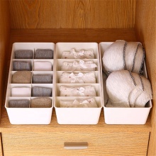 Beige Plastic Closet Drawer Organizer for Socks, Underwear, and Bras