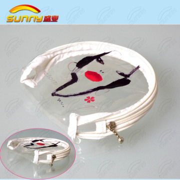 Plastic clear pvc cosmetic bag pvc/vinyl round zipper makeup bag