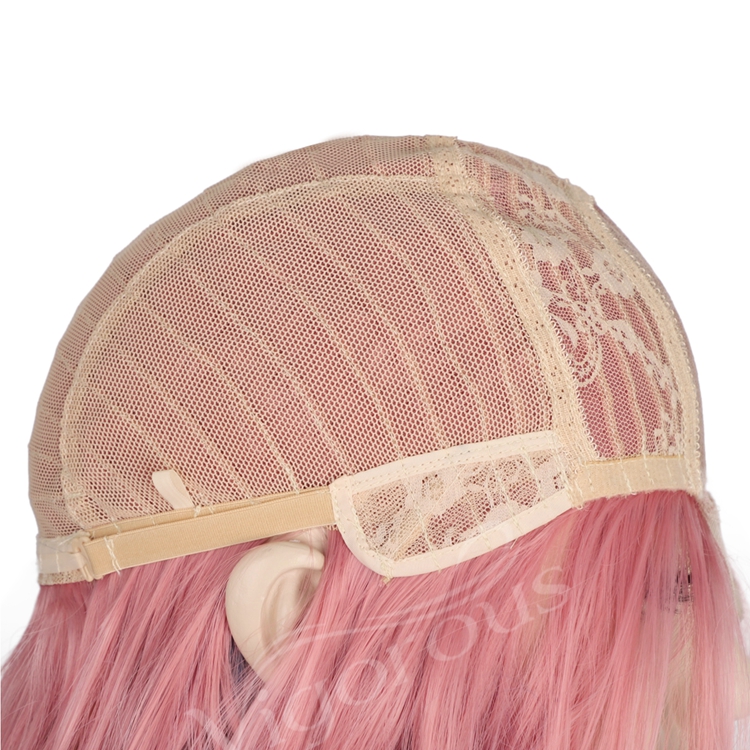 Vigorous High Quality Heat Resistant Ombre Pink To Blue Curly High Fiber Lace Front Cheap Women Wig Synthetic Hair