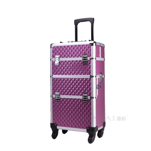 Purple large capacity professional makeup case