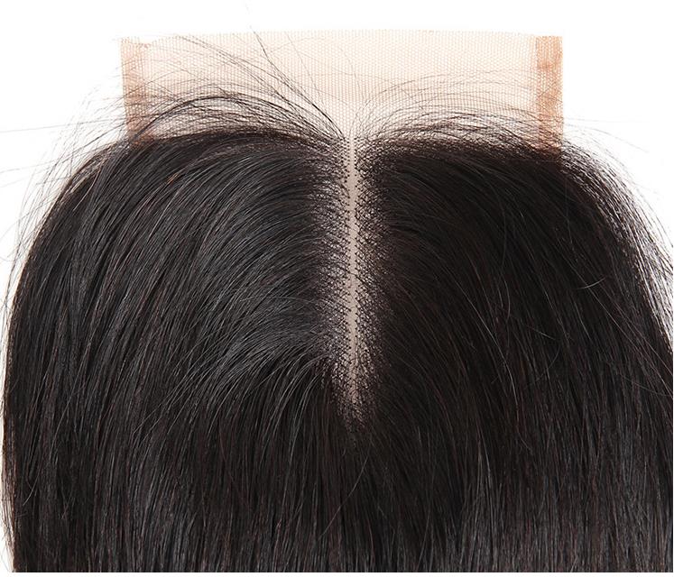 Lsy Malaysian Straight Hair Weave Bundles 100% Virgin Human Hair Extension, Natural Color 3 Bundles With Middle Part Closure
