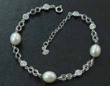 925 Silver Jewelry with Freshwater Pear Bracelet (WSTPA00661)
