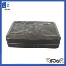 Hinged USB Gift Tin Box With Embossing