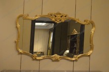 Wall mirror Living room Rococo Curved Gold Leaf Mirror