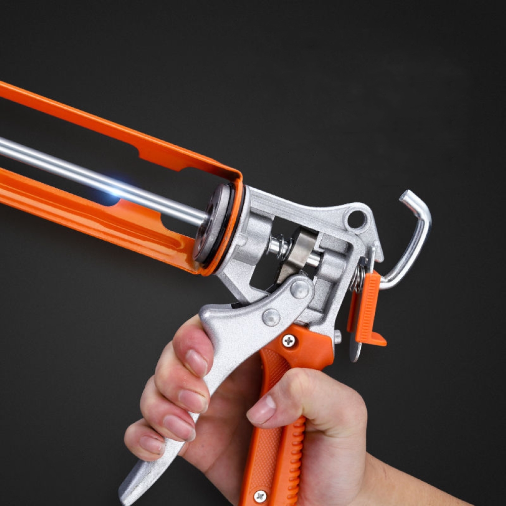 Drip-free smooth hex rod cradle caulking gun