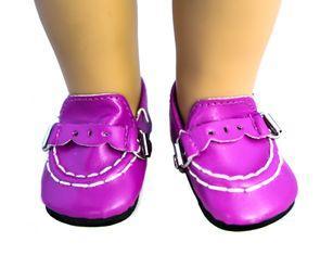 Purple PU Cute Doll Shoes Metal Button18 inch Doll Accessor