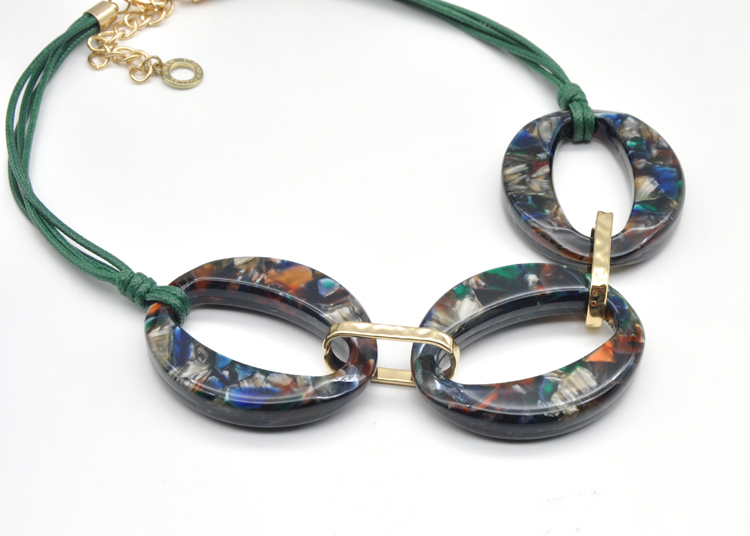 2021 colorful spring summer jewelry for women hoop link rope chain cellulose acetate necklace