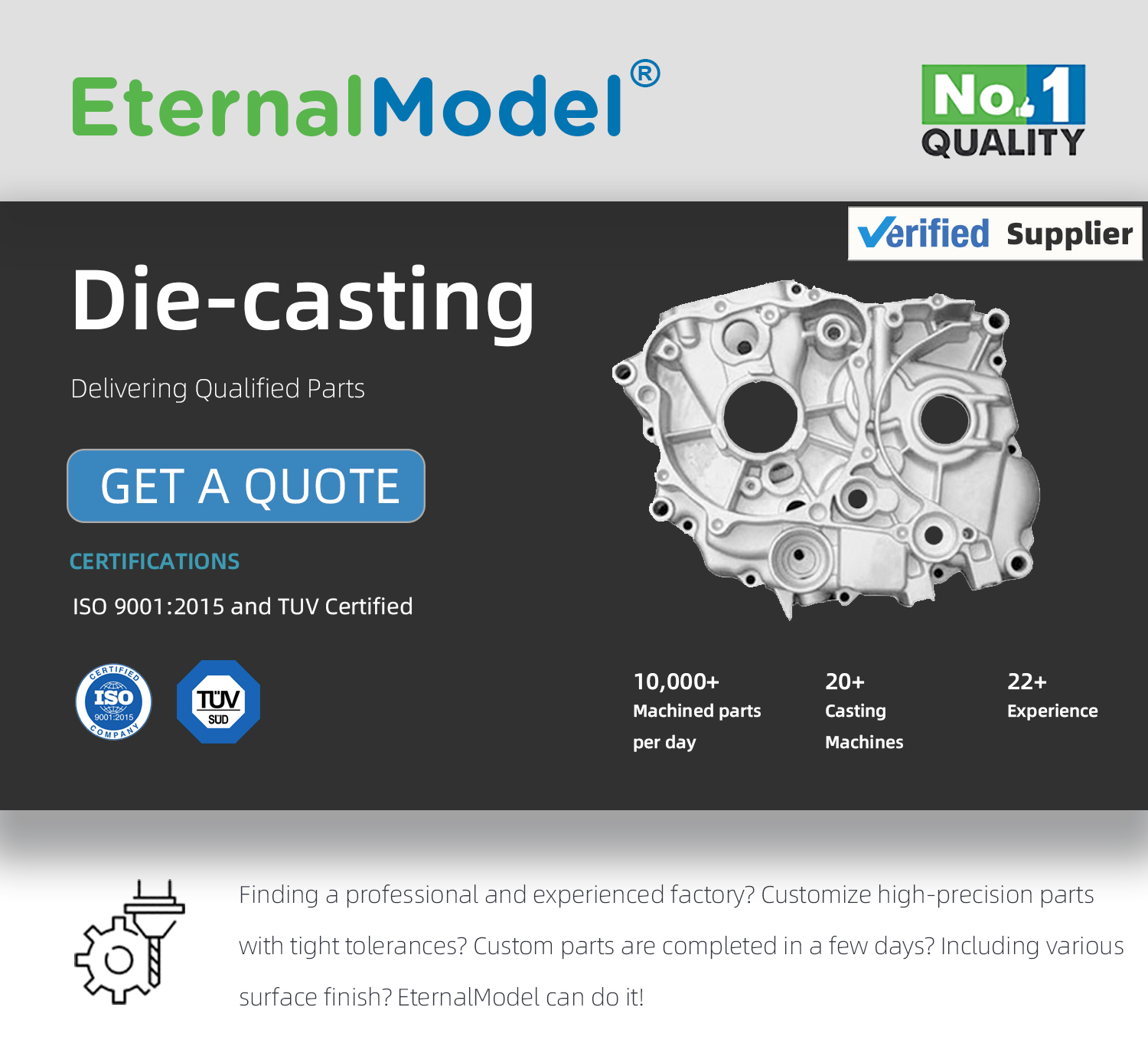 EternalModel Die Casting CNC Milling Parts CNC Turning Machinery Service