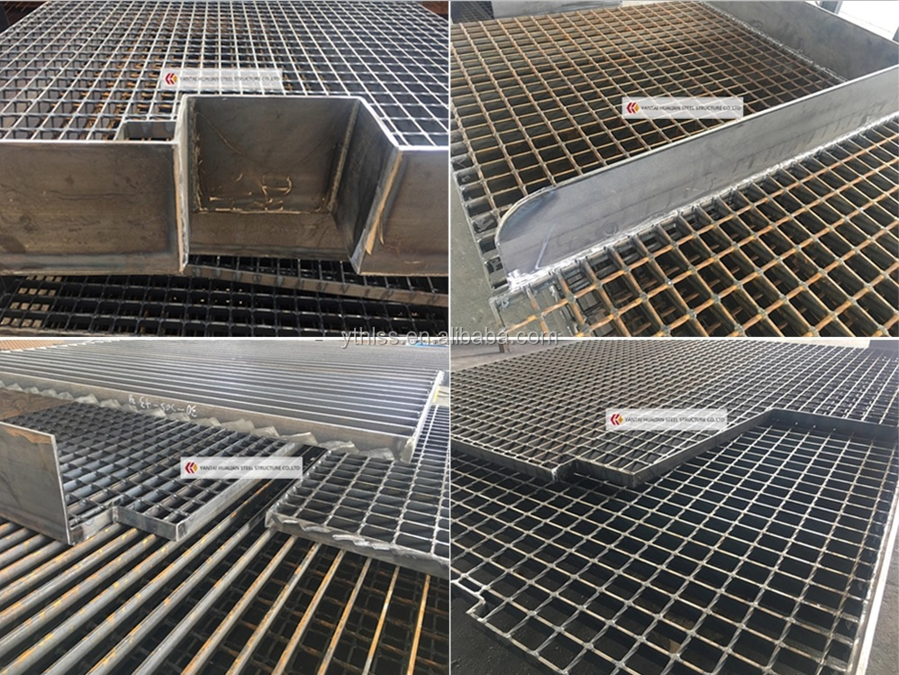 HDG walkway steel grating with toe plate steel floor grating with kick plate