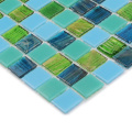 Mixed Blue and Green Molten Glass Pool Tiles