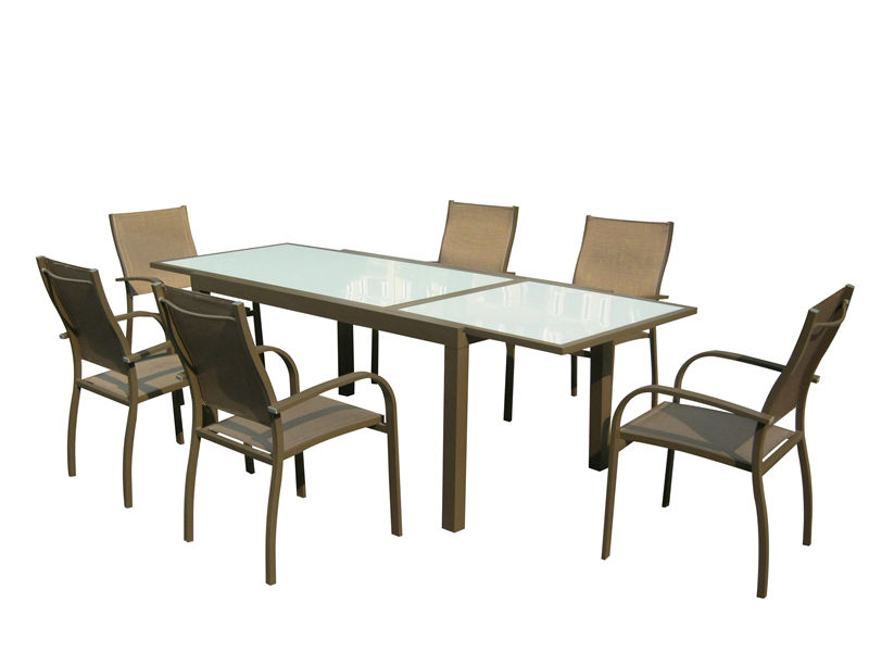 7pcs alu. Textilene extension dining set S1802