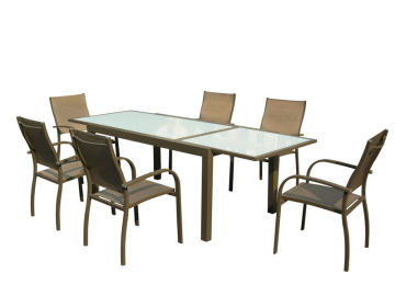 7pcs alu. Textilene extension dining set