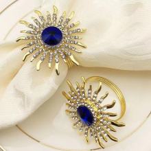 Elegant Sapphire Diamond Metal Jeweled Napkin Rings for Weddings and Events