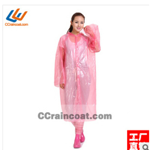 Promotional fashionable emergency pe raincoat for adult popular in Europe