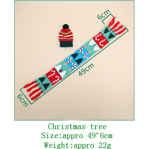 Hat and scarf set wine cover Xmas scarf crafts Bottle scarves Christmas tree Reindeer and Santa style fabric Holiday pary