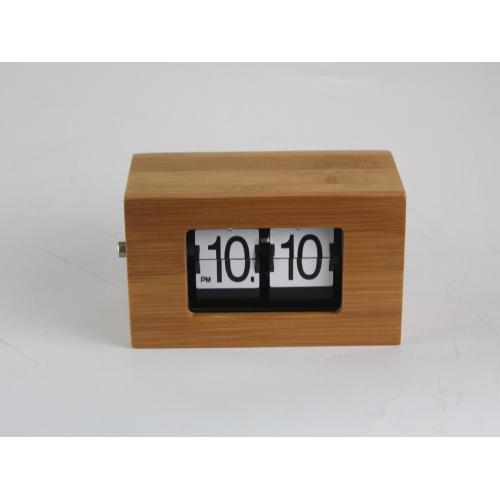 Prostokątny bambusowy mały zegar z klapką