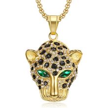 Stylish Hiphop Diamond Gold Filled Leopard Pendant Necklace
