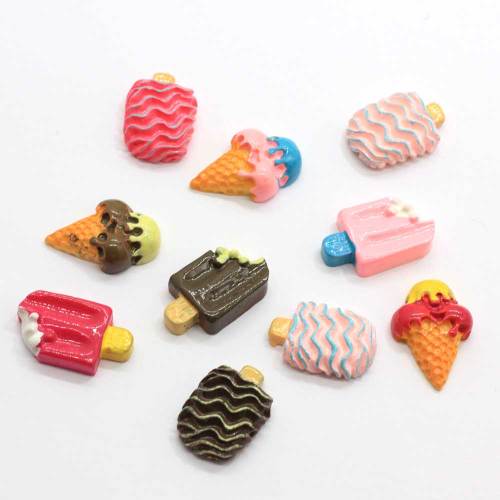 Kawaii Popsicle Resin Flatback Cabochon Perlen Simulation Sweet Cone Summer Food Handmade Crafts Haarnadelherstellung Zubehör