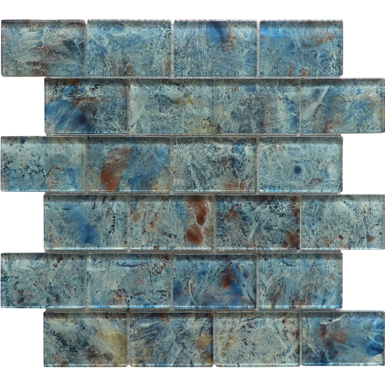 Crystal Blue Outdoor Mosaic Hand Printing Swimming Pool Mosaic Tile