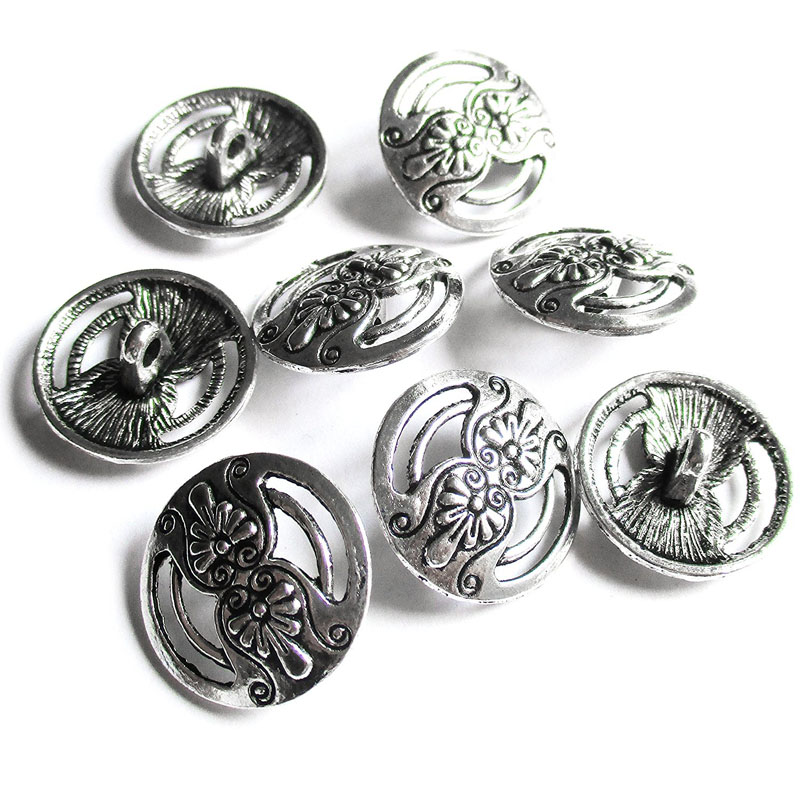 Silver Hollow Carved Buttons