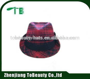 checked felt hat