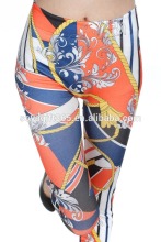 Sexy Graffiti Tattoo Denim Orange Stripes Print Polyester Leggings