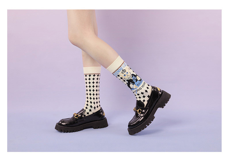 Pure Cotton Japanese Women S Mid Length Socks
