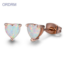 Heart Shaped Natural Opal Stud Earrings