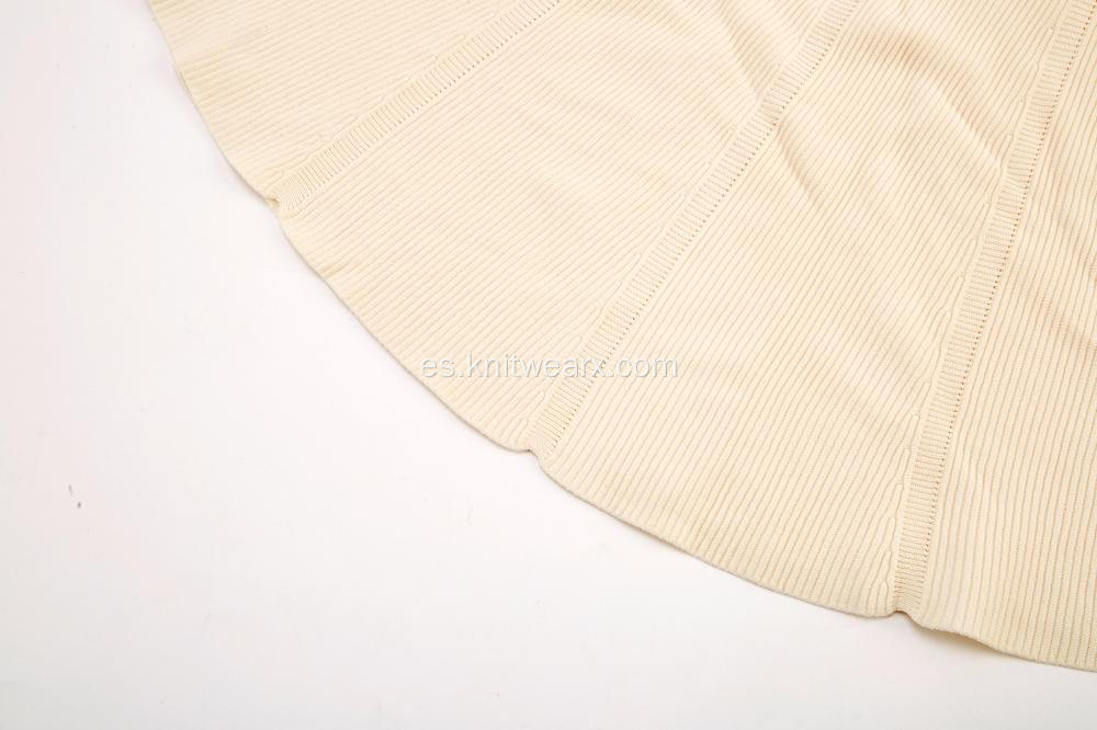 Falda ancha plisada de cintura elástica tejida para mujer