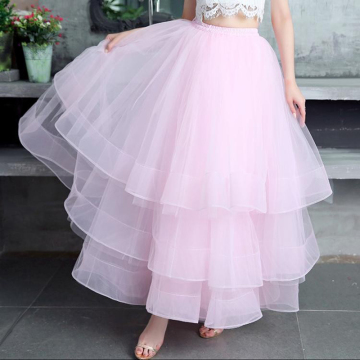 Princess Puffy Tulle Long Skirts - Pink Wedding Detachable Skirts with Tiered Ruffles