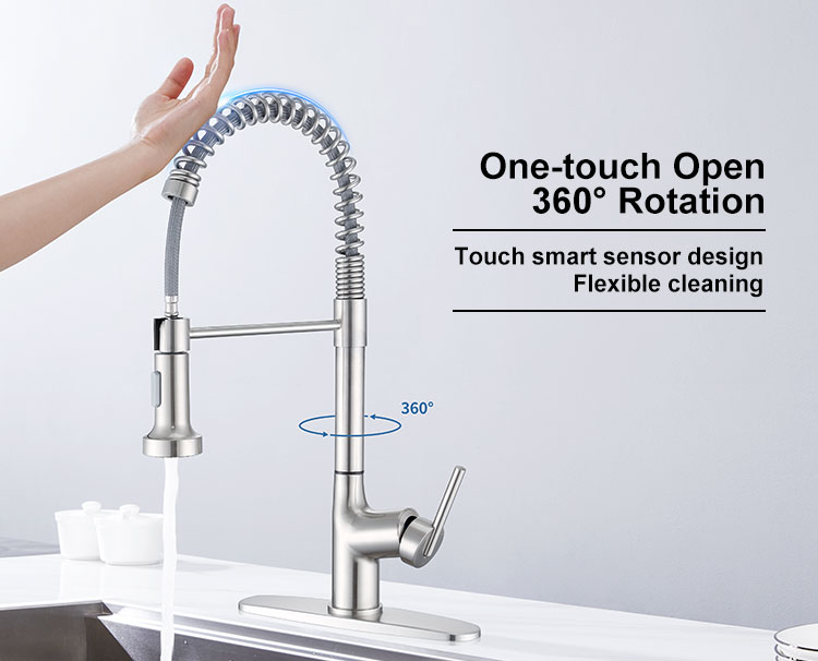 Popular CUPC Pulldown Spring Kitchen Faucet Durable Brass Single Handle Water Mixer Tap Faucets