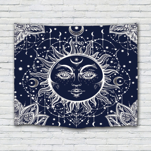 Sun Face Tapestry Wall Hanging Bohemian Boho Indian Hippie Mandala Wall Tapestry Psychedelic Mystic for Livingroom Bedroom Dorm