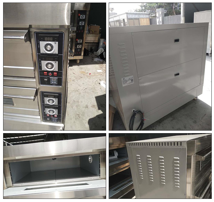 Commercial 380V Pizza Baking Equipment Stainless Steel two deck four Trays Electric Oven