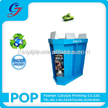 Cardboard merchandising display dump bins for battery