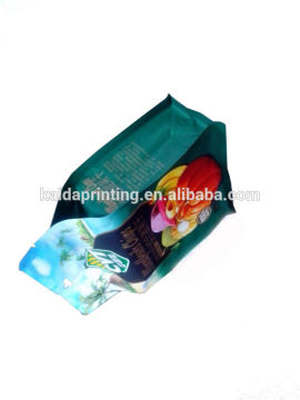 zipper top plastic quad seal pouch,flat bottom pouch