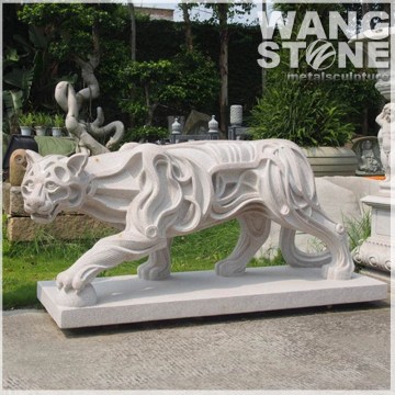 Life Size Stone White Tiger Animal Statue