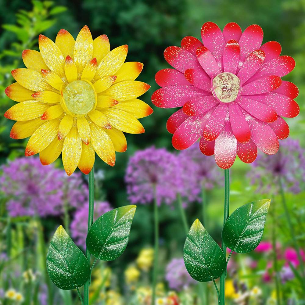 Schudden met metalen buiten zonnebloemen