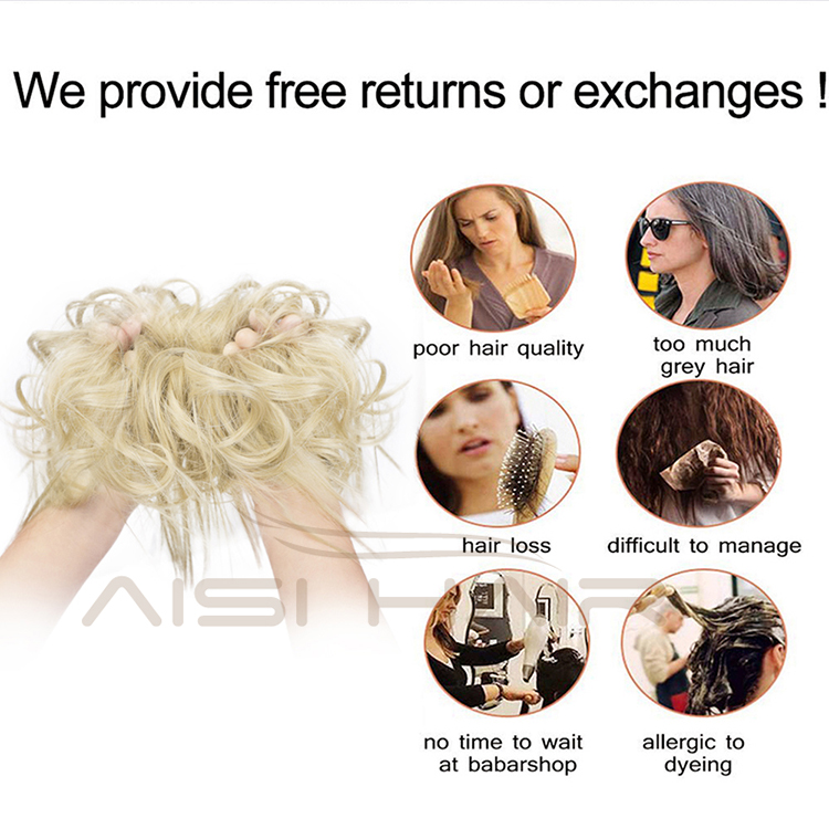 Aisi Hair Synthetic Donut Blonde Chignon Curly Bun Pad Chignon Elastic Band Ribbon Ponytail Rope Rubber Hair Extension For Women