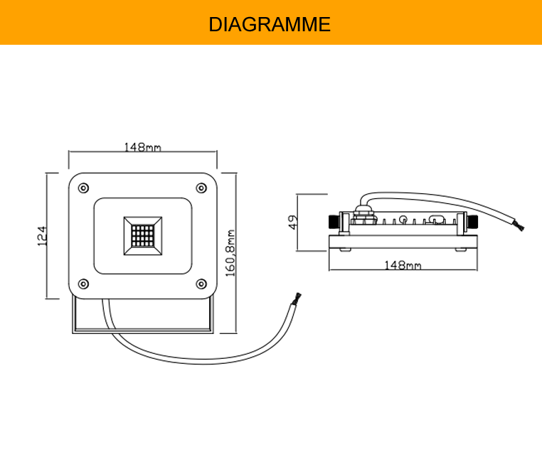 KCD 20w ip65 ultra slim smd replacement glass led flood light