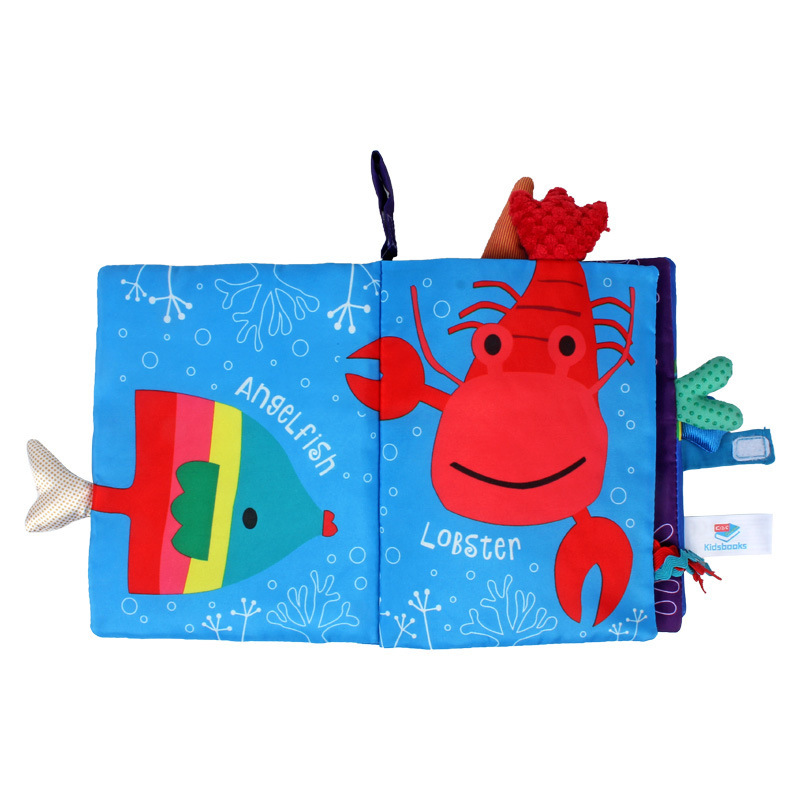 Baby Early Learning Cloth Book Parent-child Interaction Sound Paper Baby Tear-not-Rotten Dinosaur Ocean Tail Cloth Book Toy