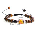 Zilveren Crown Syn.Amber Tiger Eye geweven kralen armband