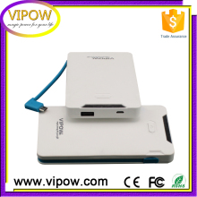 vipow factory slim power bank ultra thin card powerbank with USB cable