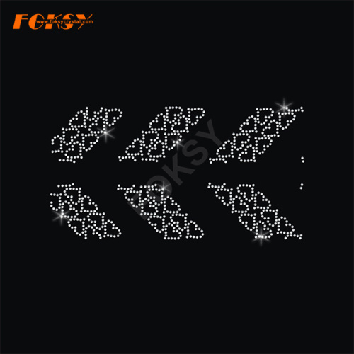 Small Heart Motif Cheer Bow Strips Rhinestone Transfers