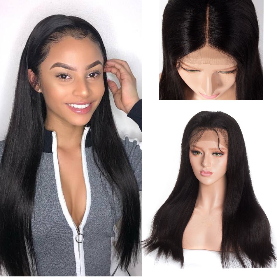 Hot Sell European Human Hair Cuticle Aligned Hair 150% 180%  250% Pre Plucked Lace Wig Natural Black Wigs Human Hair