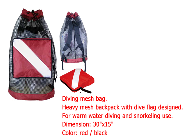 Diving spearfishing snorkel Mesh drawstring bag