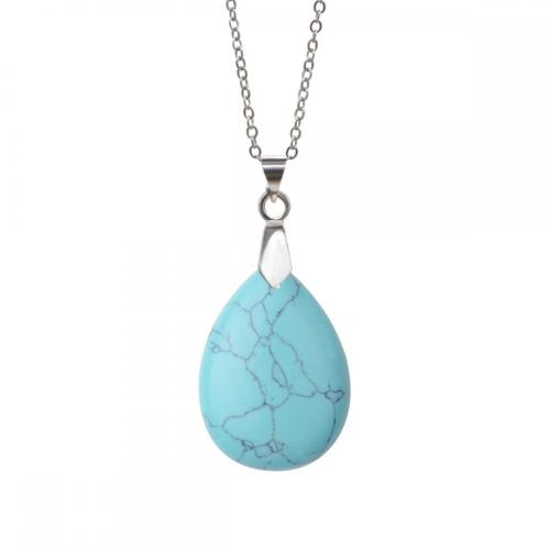 28x35MM Turquoise Waterdrop Pendant Necklace