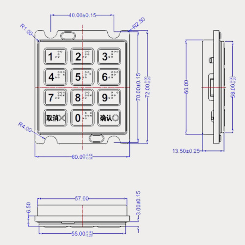 Keypad Numerik SNK055A dengan Braille