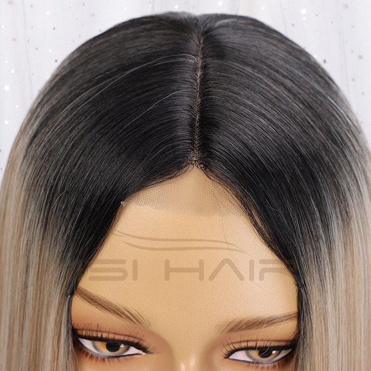 Aisi Hair High Quality Long Silky Straight Ombre Brown Lace Wig Heat Resistant Synthetic Hair Lace Front Wigs For Black Women