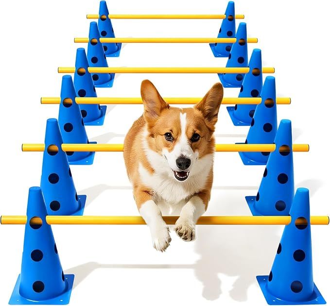 Adjustable Dog Agility Hurdle Cone Set for Recovery